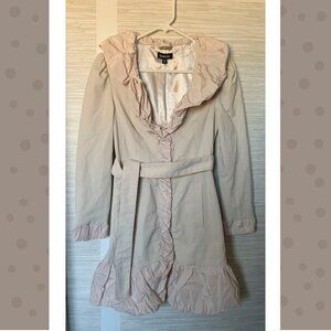 Bebe Ruffle Jacket/Coat Belted and Lined - Size XS